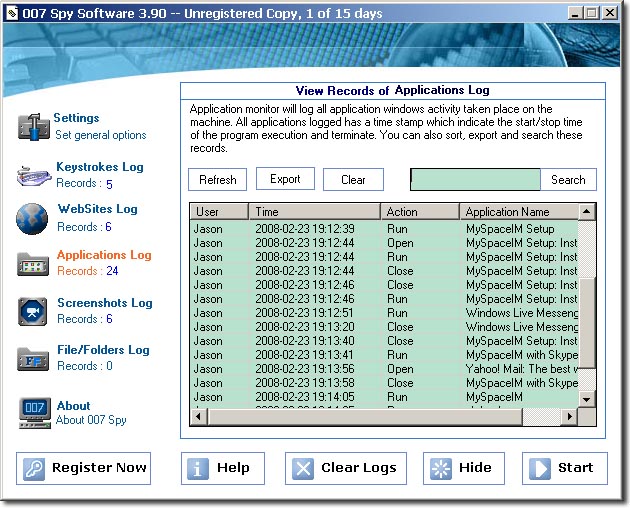 007 spy software 3.92 register key